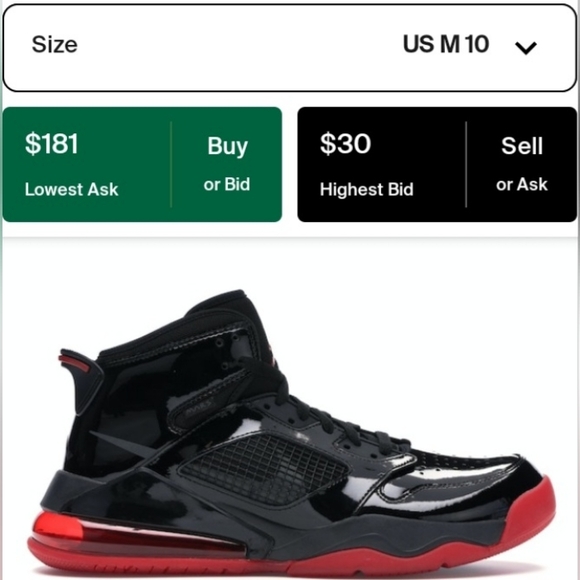 JORDAN MARS 270 'BRED'- SIZE 10- COLOR: BLK/ GYM RED - Picture 3 of 12